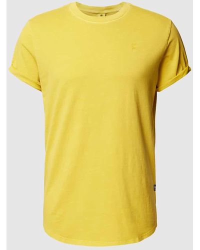 G-Star RAW T-Shirt mit Label-Print und -Patch Modell 'Lash' - Gelb