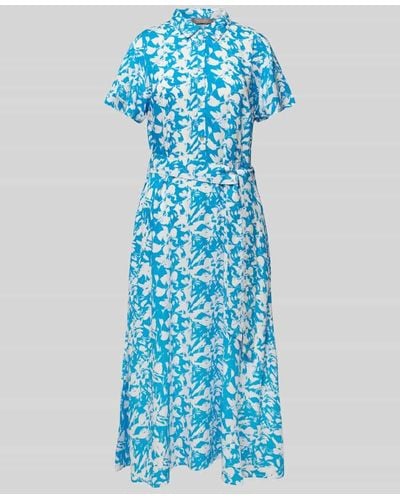 christian berg Hemdblusenkleid aus Viskose mit Bindegürtel - Blau
