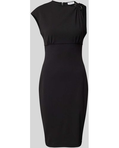 Calvin Klein Knielanges Kleid mit Applikation Modell 'SCUBA' - Schwarz
