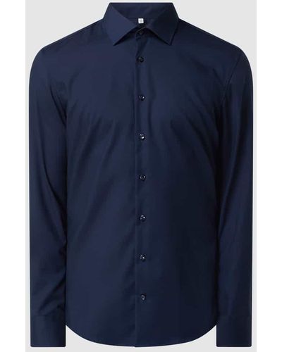 Seidensticker Slim Fit Business-Hemd aus Popeline - Blau