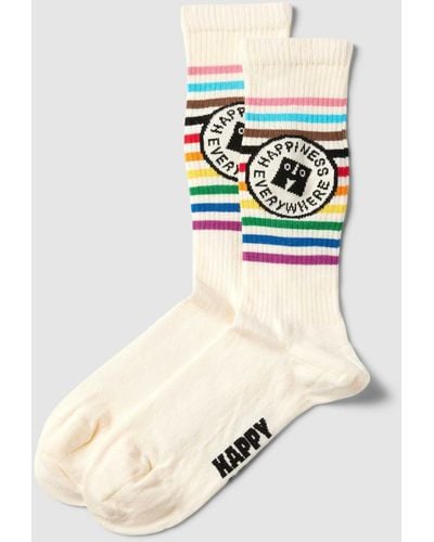 Happy Socks Sokken Met Streepmotief - Naturel