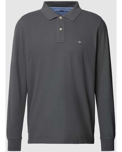 Fynch-Hatton Poloshirt mit Logo-Stitching - Grau