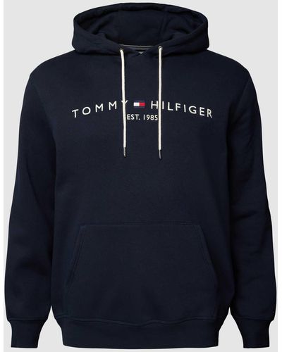 Tommy Hilfiger PLUS SIZE Hoodie mit Label-Print Modell 'TOMMY' - Blau