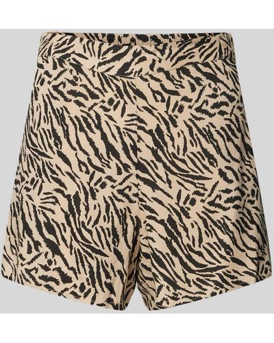 Pieces High Waist Shorts aus Viskose mit Animal-Print Modell 'NYA' - Mehrfarbig