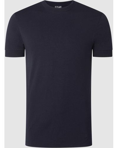 DRYKORN T-Shirt mit geripptem Rundhalsausschnitt Modell 'ANTON' - Blau