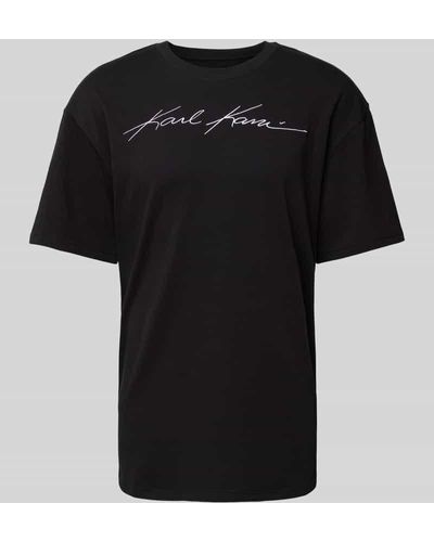 Karlkani T-Shirt mit Label-Stitching - Schwarz
