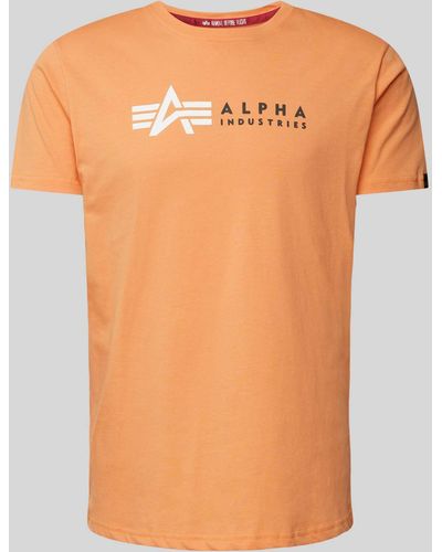 Alpha Industries T-Shirt mit Label-Print - Orange