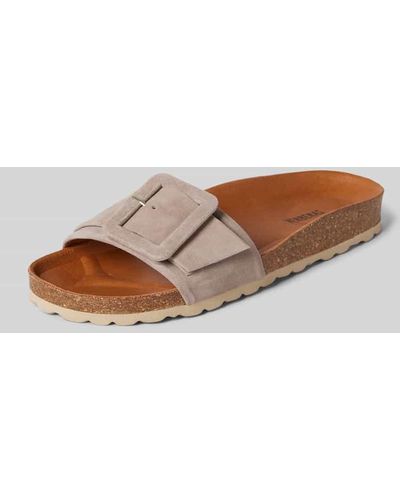 Verbenas Sandalette aus Leder in unifarbenem Design Modell 'REIKO' - Braun