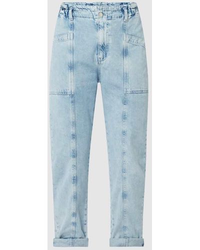 Mango Cropped High Waist Jeans aus Baumwolle Modell 'Angela' - Blau