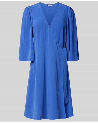 Mbym Knielanges Kleid in Wickel-Optik Modell 'Melika' - Blau