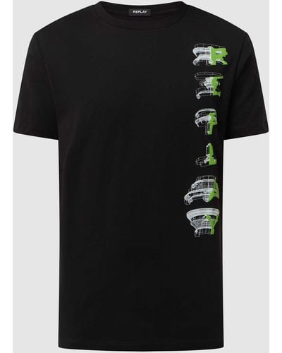 Replay T-shirt Met Logoprint - Zwart
