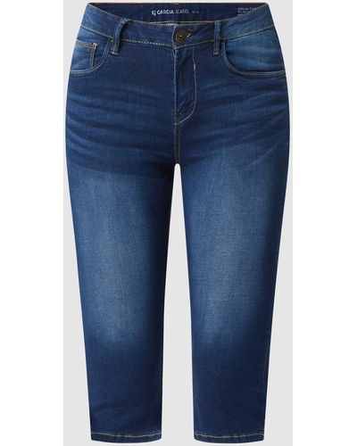 Garcia Slim Fit High Waist Capri-jeans Met Stretch - Blauw