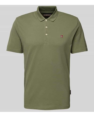 Napapijri Slim Fit Poloshirt mit Logo-Stitching Modell 'EALIS' - Grün