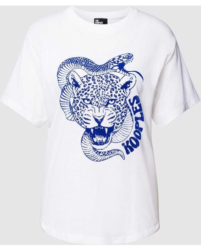 The Kooples T-shirt Met Labelprint - Blauw
