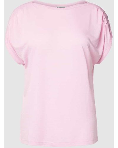 Tom Tailor T-Shirt aus Viskose-Mix mit U-Boot-Ausschnitt - Pink