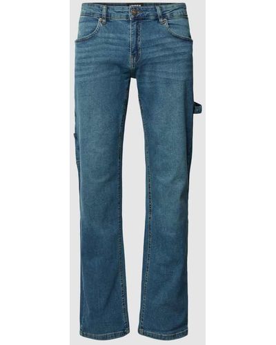Urban Classics Straight Leg Fit Jeans mit Label-Patch Modell 'Carpenter' - Blau