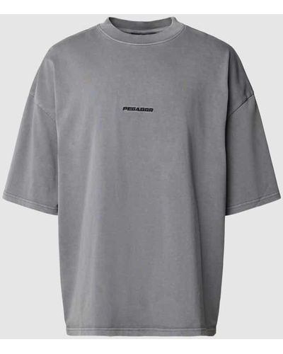 PEGADOR Boxy Fit T-Shirt mit Label-Stitching - Grau