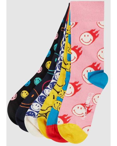 Happy Socks Socken im 6er-Pack mit Smiley®-Muster - Pink
