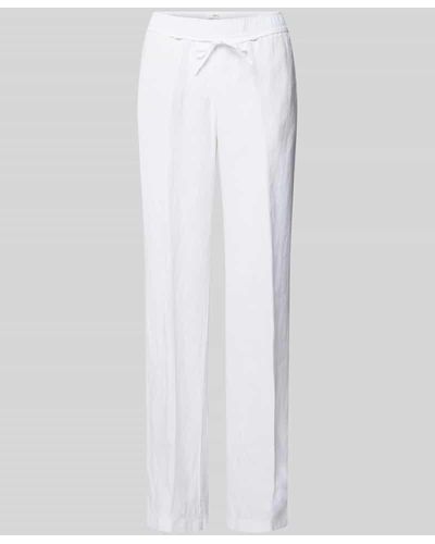 Brax Hose aus Leinen mit elastischem Bund Modell 'FARINA' - Weiß