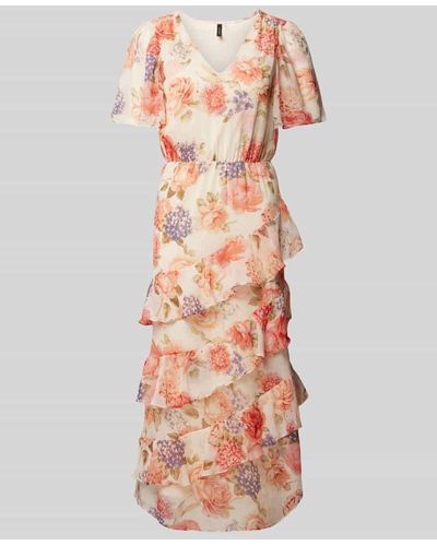 Vero Moda Midikleid mit floralem Muster Modell 'MILLA' - Mehrfarbig