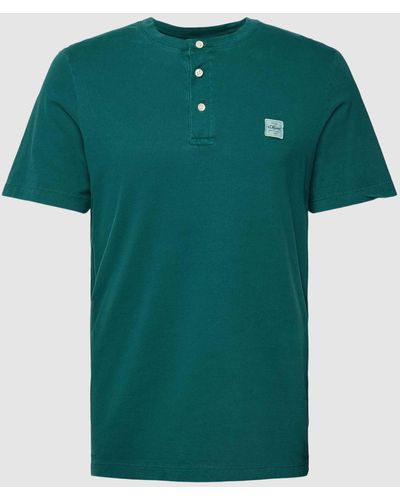 S.oliver T-shirt Met Korte Knoopsluiting - Groen