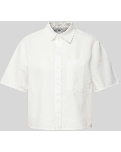 Marc O' Polo Cropped Hemdbluse mit Brusttasche - Weiß