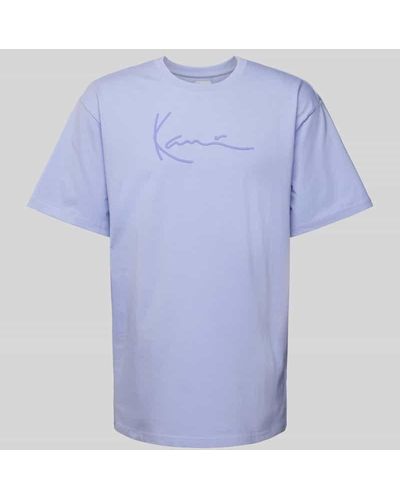 Karlkani T-Shirt mit Label-Print Modell 'Signature' - Blau