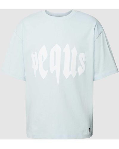 Pequs Oversized T-shirt Met Labelprint - Blauw