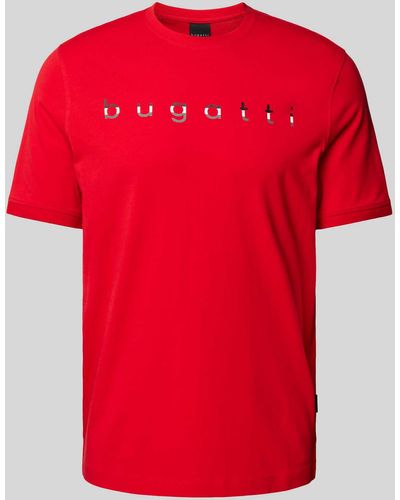 Bugatti T-shirt Met Logoprint - Rood