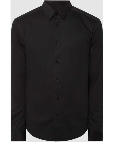 Mos Mosh Slim Fit Zakelijk Overhemd Van Jersey - Zwart