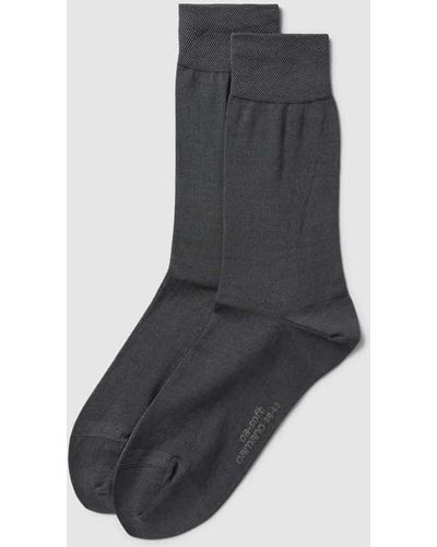 Camano Socken mit Rippenbündchen im 2er-Pack Modell 'MERCERISED' - Grau