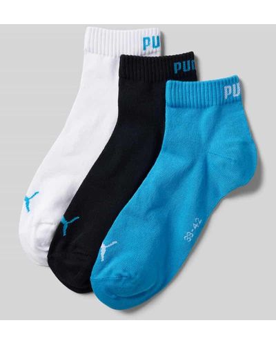 PUMA Sneakersocken mit Label-Print im 3er-Pack - Blau