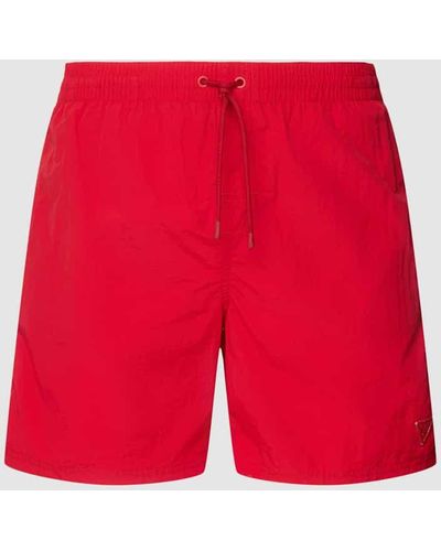 Guess Badehose mit Label-Details - Rot
