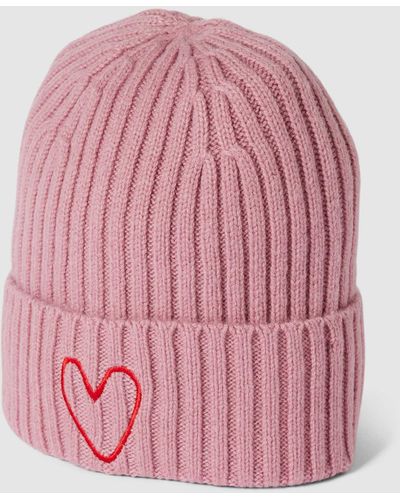 Jake*s Beanie Met Motiefstitching - Roze