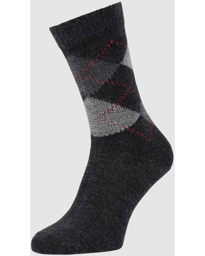 Burlington Socken mit Argyle-Muster Modell 'Whitby' - Schwarz