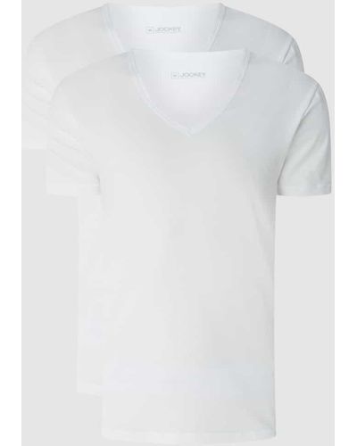 Jockey T-Shirt mit V-Ausschnitt im 2er-Pack - Weiß