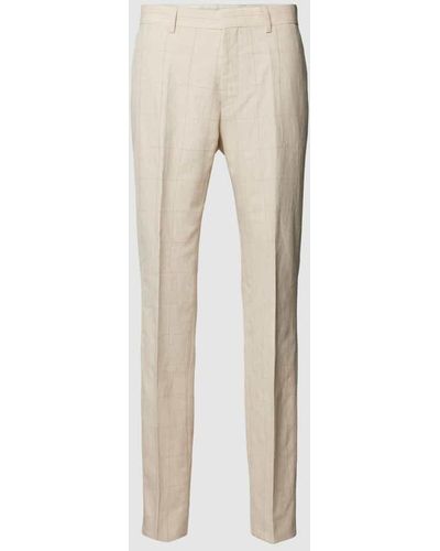 BOSS Slim Fit Anzughose mit Bügelfalten Modell 'Lenon' - Natur