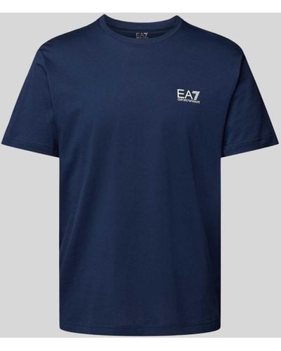 EA7 T-shirt Met Labelprint - Blauw