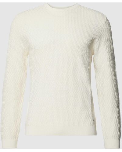 Joop! Gebreide Pullover Met Structuurmotief - Wit