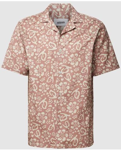 Minimum Slim Fit Freizeithemd mit Allover-Muster Modell 'JOLE' - Pink