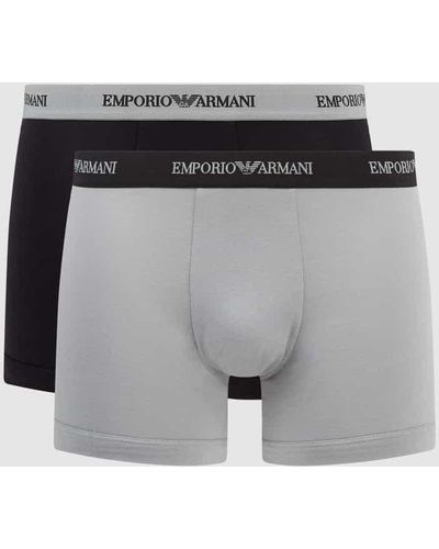 Emporio Armani Trunks aus Baumwoll-Mix mit elastischem Logo-Bund - Grau