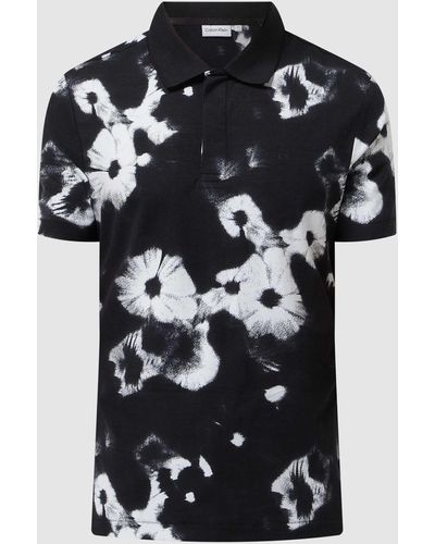 Calvin Klein Poloshirt Met Motief In Batiklook - Zwart