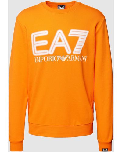 EA7 Sweatshirt mit Label-Print Modell 'FELPA' - Orange