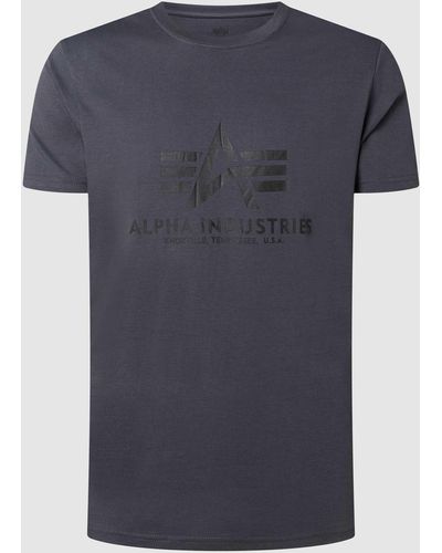 Alpha Industries T-Shirt mit Label-Print Modell 'BASIC' - Blau