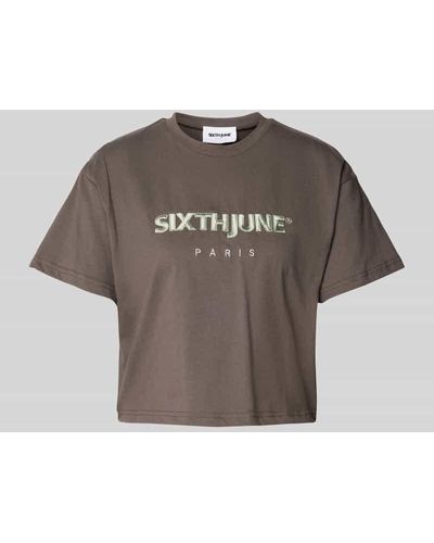Sixth June T-Shirt mit Label-Stitching - Grau