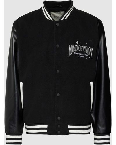 Redefined Rebel College-Jacke mit Druckknopfverschluss Modell 'Archer Jacket' - Schwarz