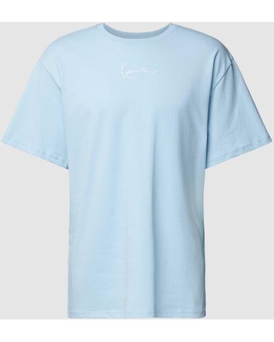 Karlkani T-shirt Met Labelstitching - Blauw