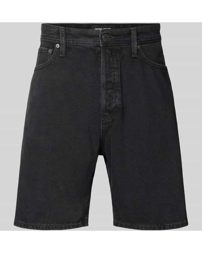 Jack & Jones Regular Fit Jeansshorts im 5-Pocket-Design Modell 'TONY' - Schwarz