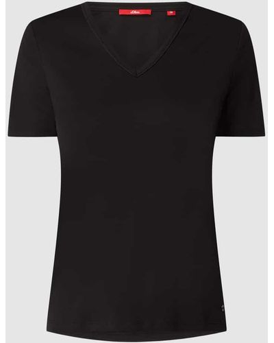 s.Oliver RED LABEL T-Shirt mit V-Ausschnitt - Schwarz