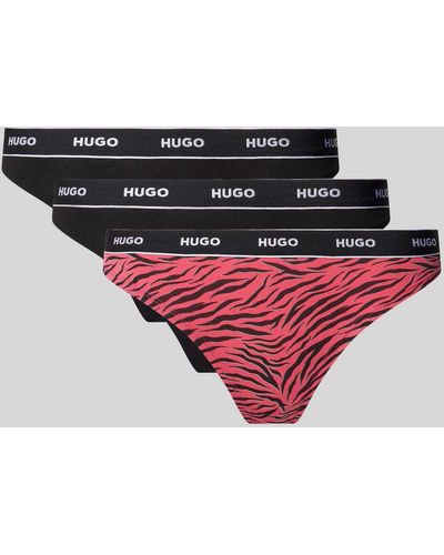 HUGO String mit elastischem Label-Bund im 3er-Pack - Rot